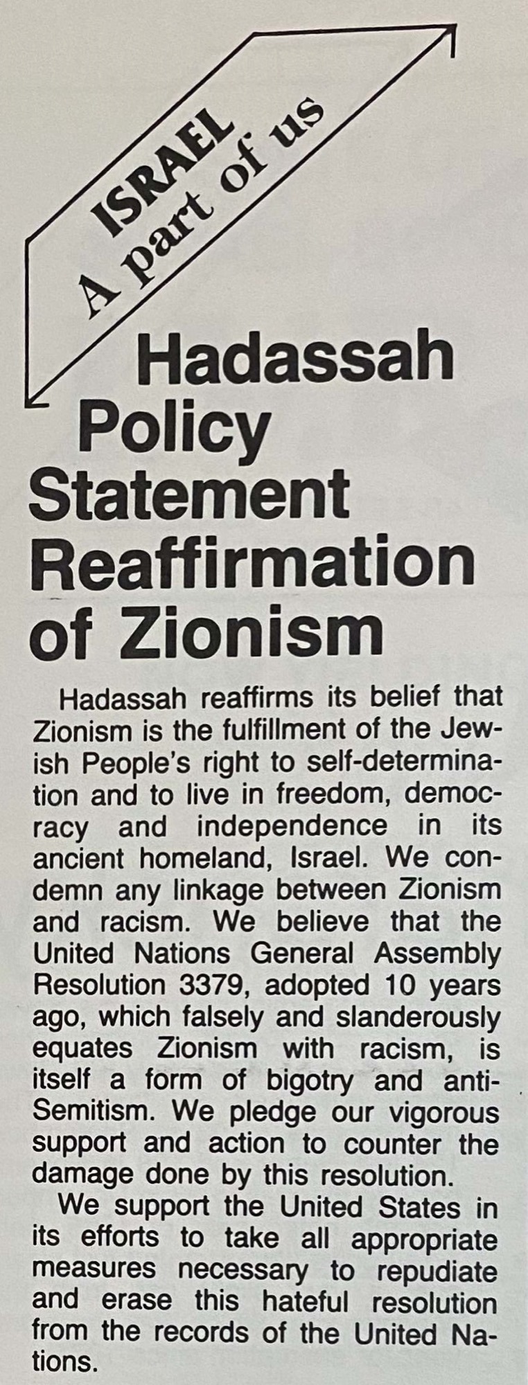 13-Hadassah reaffirms Zionism HCJC News may-jun86