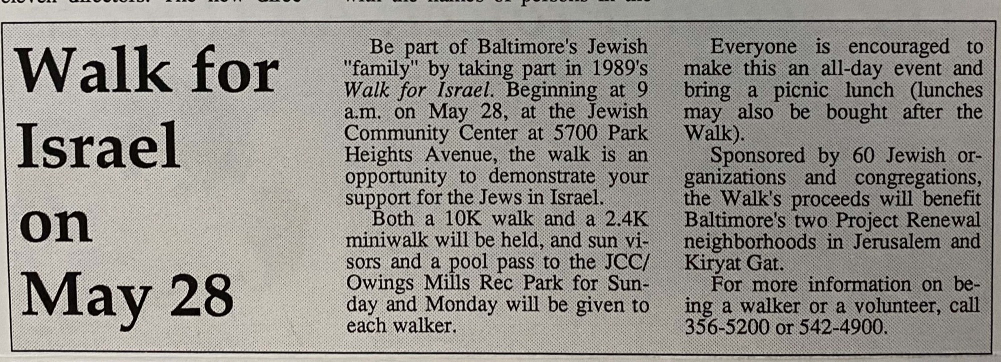 14-walk for Israel spring 89